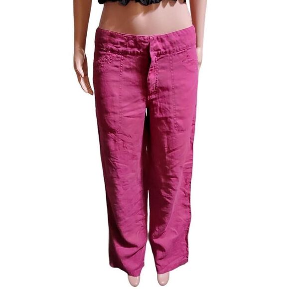 Pulp Linen mid rise fuchsia women trousers M - Picture 1 of 7